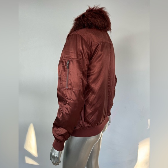Bomber jacket Red Satin Fur collared M Calvin Klein Jeans - Picture 9 of 12